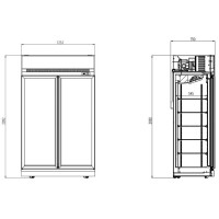 Kühlschrank 2 Glastüren Schwarz Ins-1000R Bl