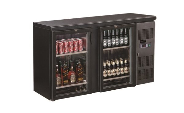 Gastro Barkühlschränk 350L mit Glastür - Schwarz