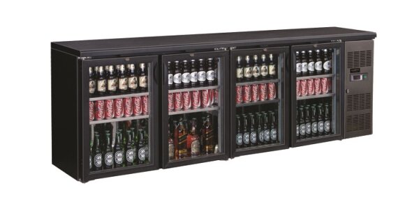 Gastro Barkühlschränk 698L mit Glastür - Schwarz