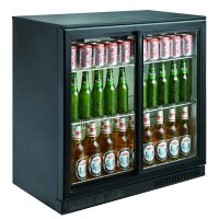 Gastro Barkühlschränk 198L Schwarz 2 Schiebetüren