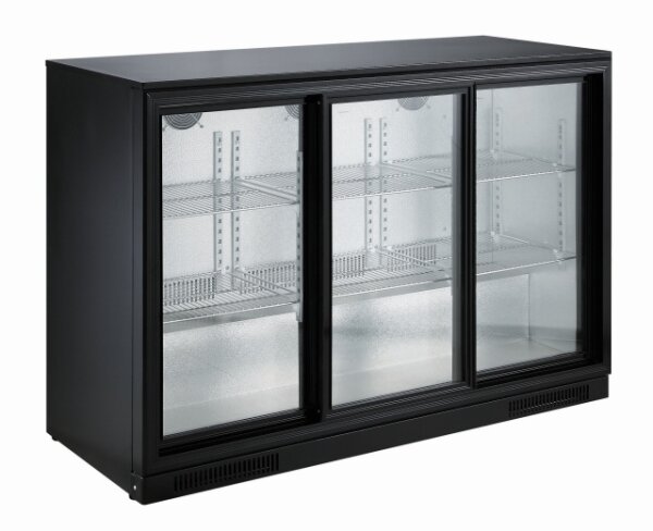 Gastro Barkühlschränk 298L Schwarz 3 Schiebetüren