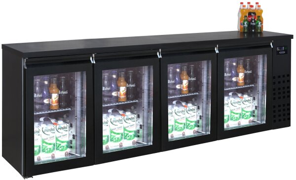 Gastro Barkühlschränk 680L mit Glastür - Schwarz