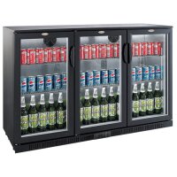 Gastro Barkühlschränk 330L Schwarz 3 Türen