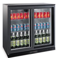 Gastro Barkühlschränk 208L Schwarz 2 Schiebetüren