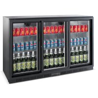 Gastro Barkühlschränk 320L Schwarz 3 Schiebetüren