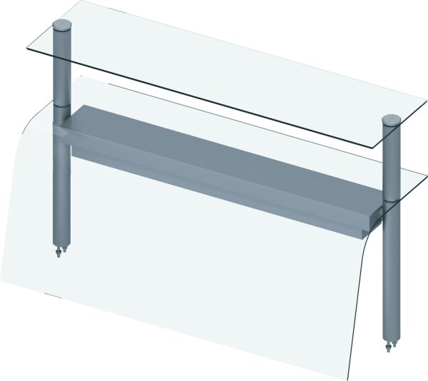 Doppel-Glas-Aufsatzbord mit Hustenschutz und Wärmelampe 1122x455x700 mm für Speisenausgabesysteme