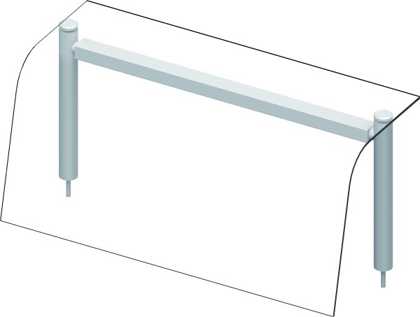 Glas-Aufsatzbord mit Hustenschutz 990x455x450 mm für Speisenausgabesysteme