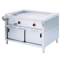 Gas Teppanyaki Platte, 2 Zonen (2x 7 kW), Unterschrank