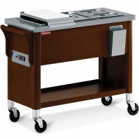 Wagen aus Holz, Bain-Marie Becken 3x GN 1/2 Wengé