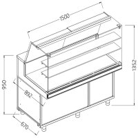 Verkaufstheke EN & GN, obere Glasscheibe, statisch,...