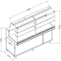 Warm-getrocknete Snackvitrine _Hohe Glas, mit Gruppe, mit...