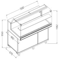 Warm-getrocknete Snackvitrine _niedriges Glas, mit...