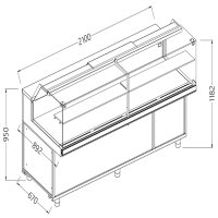 Warm-getrocknete Snackvitrine _niedriges Glas, mit...