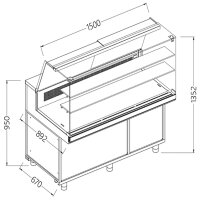 Statische warm-kalte Snackvitrine _Hohe Glas, mit Gruppe,...