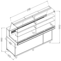 Statische warm-kalte Snackvitrine _Hohe Glas, mit Gruppe,...