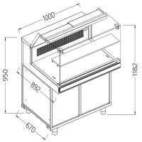 Statische warm-kalte Snackvitrine _niedriges Glas, Gruppe...