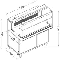 Statische warm-kalte Snackvitrine _niedriges Glas, Gruppe...