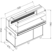 Statische warm-kalte Snackvitrine _niedriges Glas, mit...