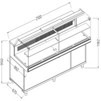 Statische warm-kalte Snackvitrine _niedriges Glas, mit...