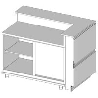 Neutrale Winkeltheke rechts, mit Ablageplatte