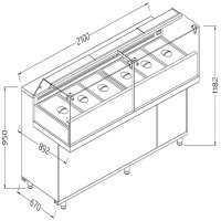 Vitrine Snack Salatette_niedriges Glasscheiben, mit Gruppe