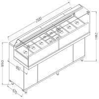 Vitrine Snack Salatette_niedriges Glasscheiben, mit Gruppe