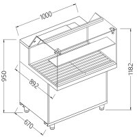 Snackvitrine für Brot_niedrige Glasscheiben