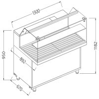 Snackvitrine für Brot_niedrige Glasscheiben