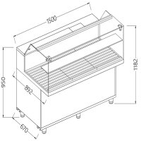 Snackvitrine für Brot_niedrige Glasscheiben