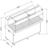 Snackvitrine für Brot_niedrige Glasscheiben