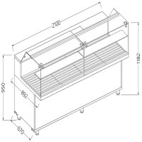 Snackvitrine für Brot_niedrige Glasscheiben